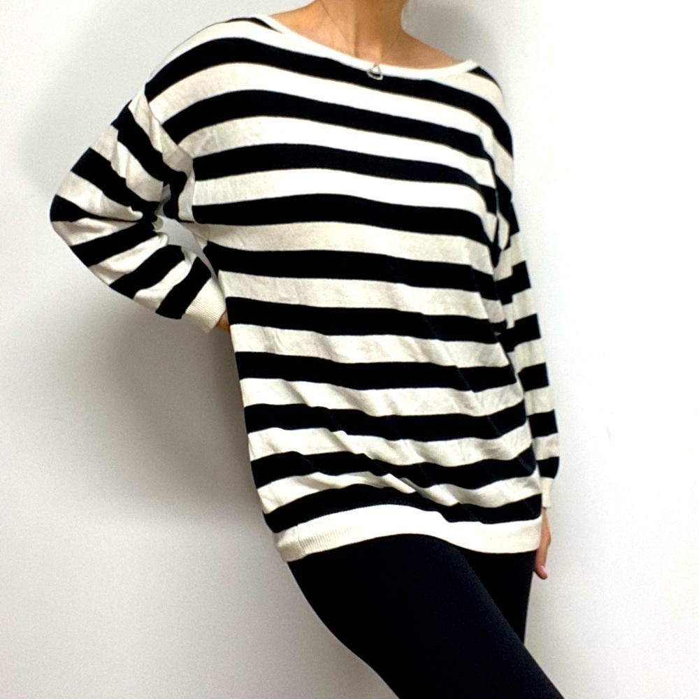 Divided Oversized Black & White Scoop Neck Sweater